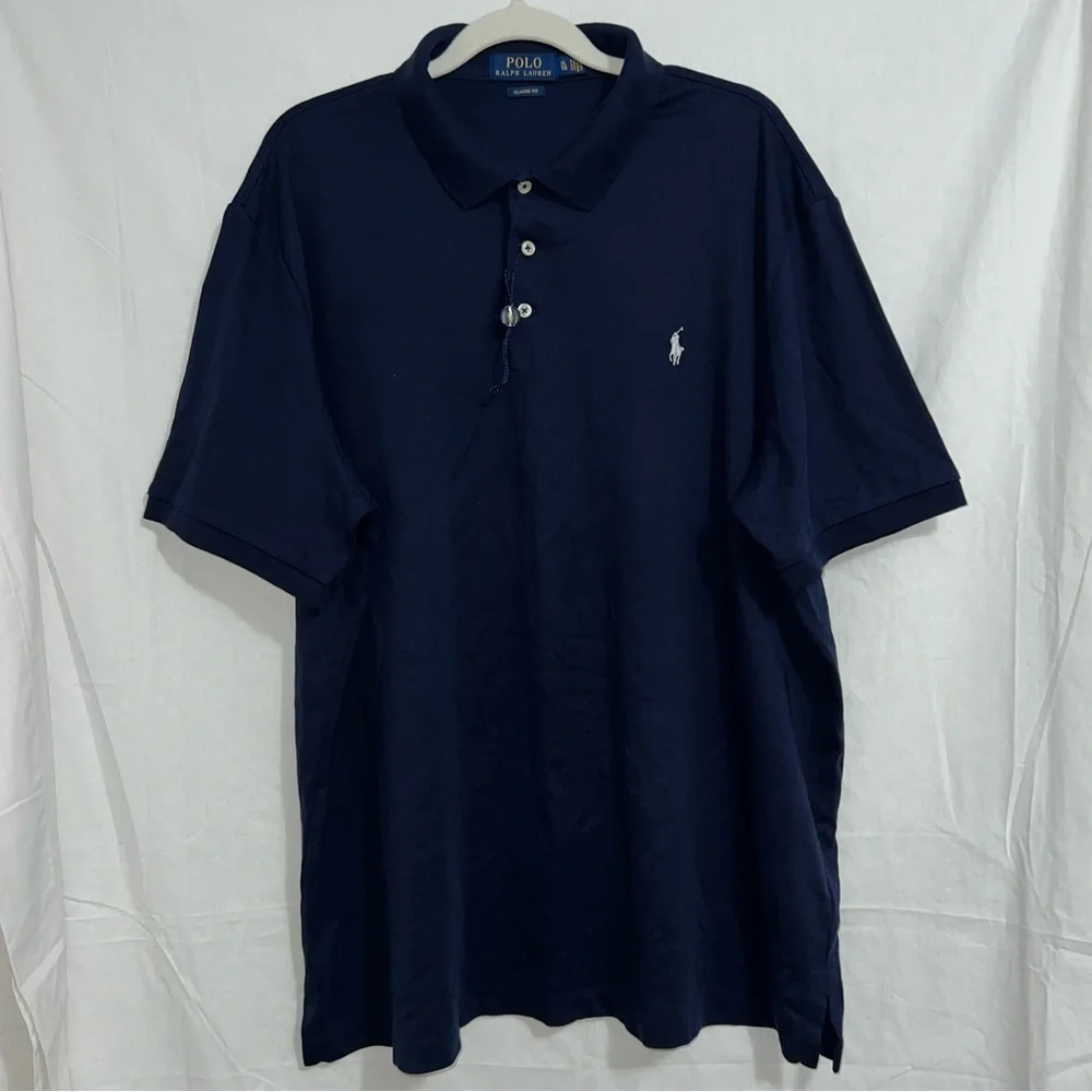 Polo Ralph Lauren Navy Blue Classic Fit Polo Shirt, Size XL